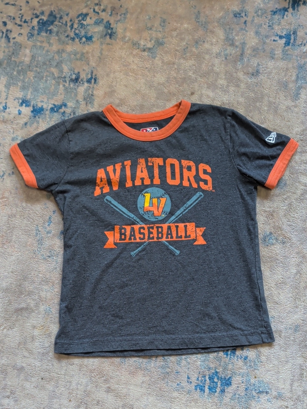 Aviators Baseball Kids Tee - Orange Trim Boys Small (6-7)